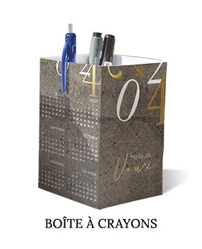 Carte de voeux CALENDRIER POT A CRAYONS